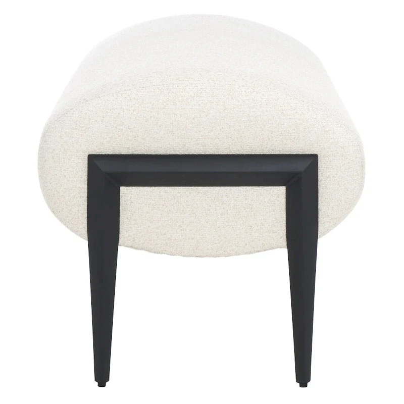 Upholstered Bench in Light Beige / Creme with Black Legs – Seats 2