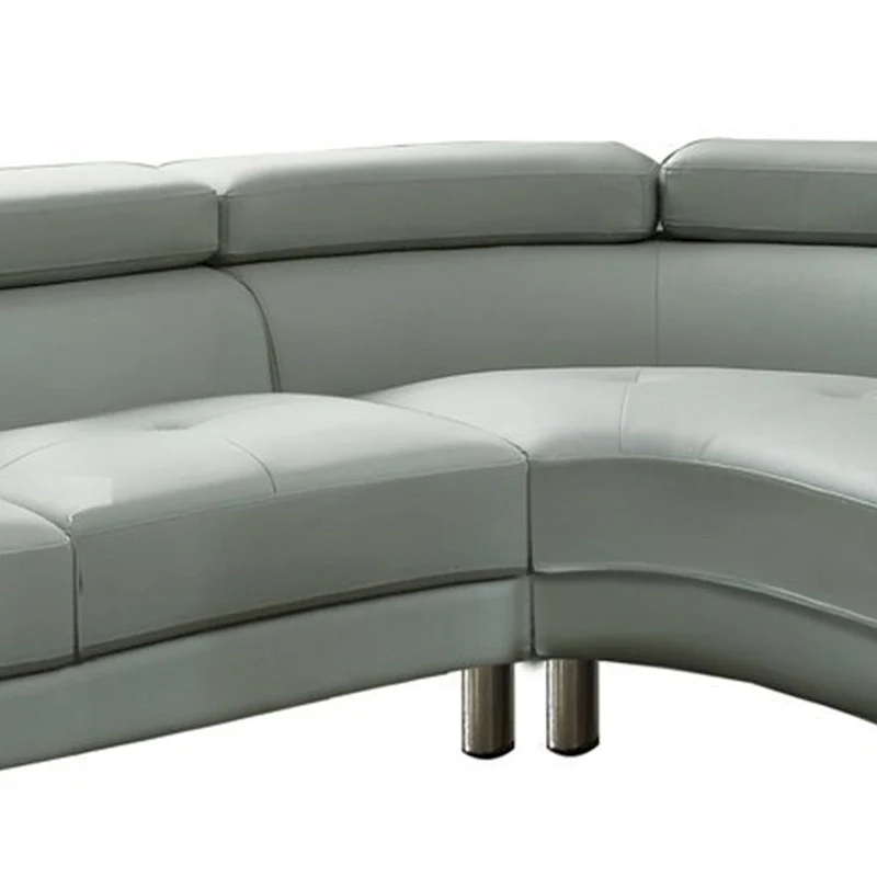 Faux Leather 2 Piece Sectional In Gray