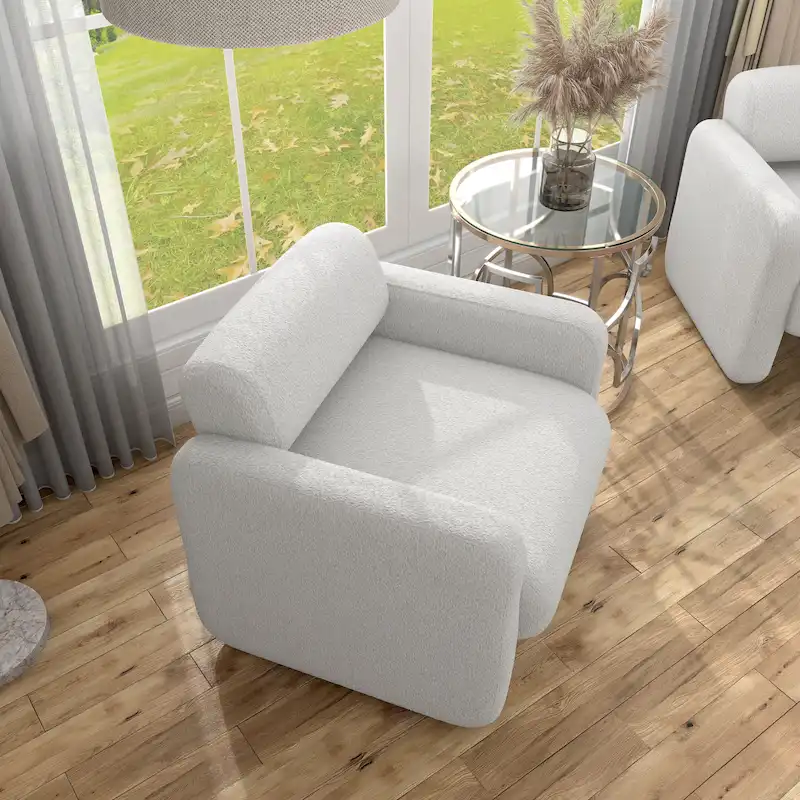 Freesia Modern Boucle Fabric Accent Chair with Arms, Upholstered Single Sofa Chair by Furniture of America