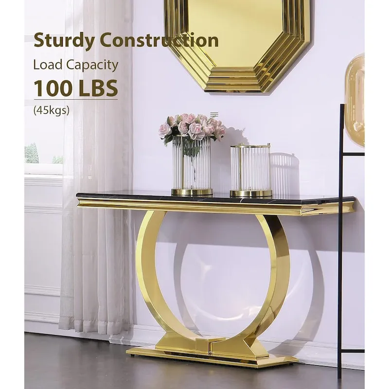 50 inch Rectangle Console Table with Circle Base