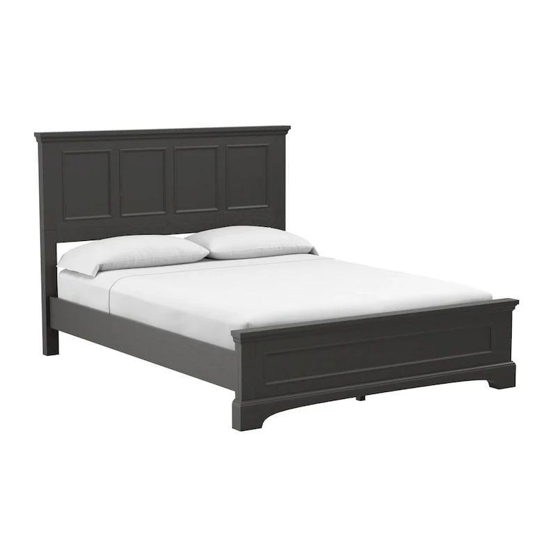 Farmhouse Basics Rustic Black Finish Panel Bed Set
