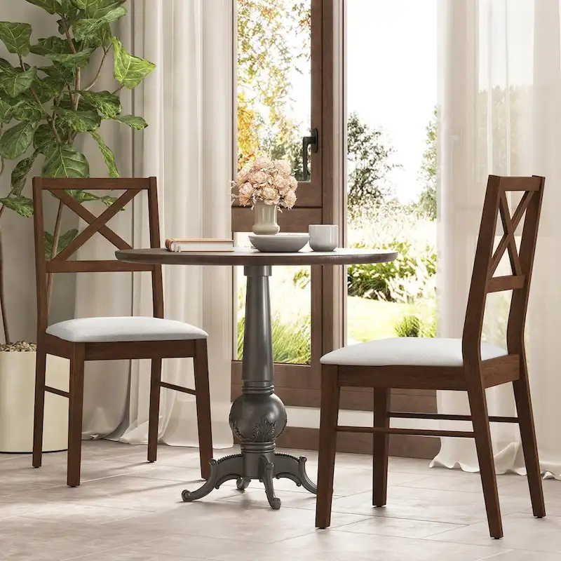 Gymax Dining Chairs Set of 4 Upholstered Kitchen Side Chairs w/ Rubber