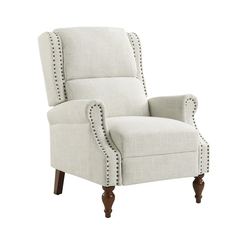 Terri Traditional Roll Arm Manual Recliner with Solid Wood Legs by HULALA HOME