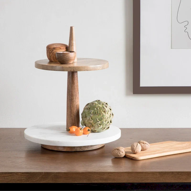 Kate and Laurel Praxis Wood Tiered Tray