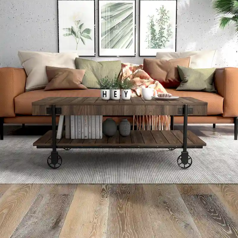 Hyssop Farmhouse 47-inch Steel 1-Shelf Coffee Table by Furniture of America