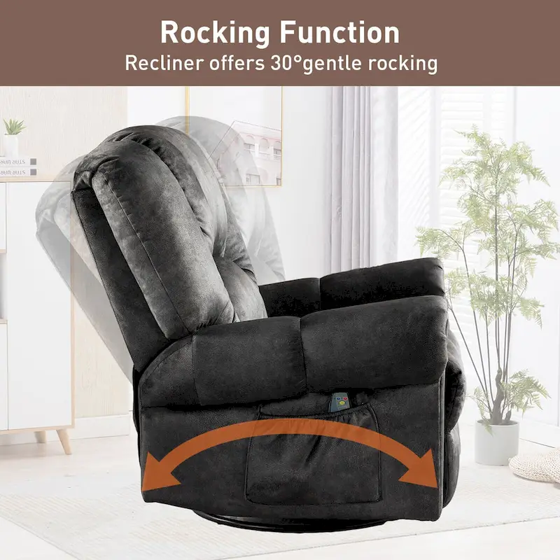 Swivel Rocker Recliners Rocking Swivel Recliner Chair With Massage And Heat With Side Pockets