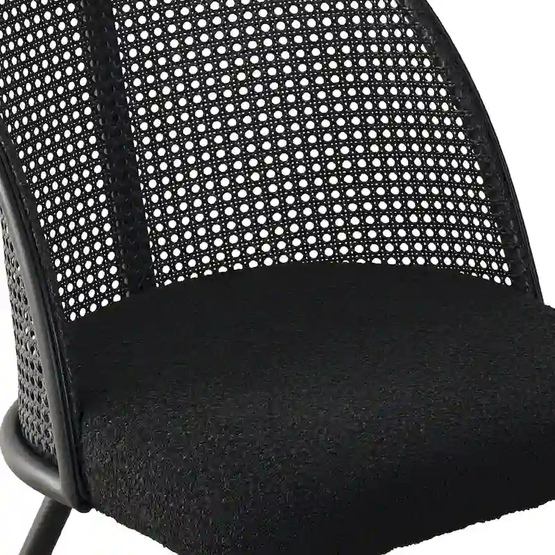 High Back Rattan Boucle Dining Chair