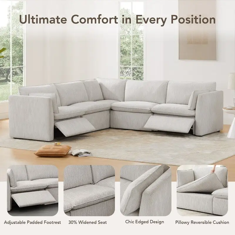 Cypress 107W Power Reclining Sectional Sofa Couch