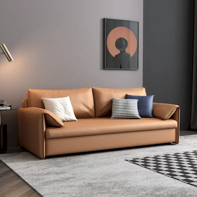 JASIWAY 65.4  Vegan Leather Sofa Bed Sleeper Sofa