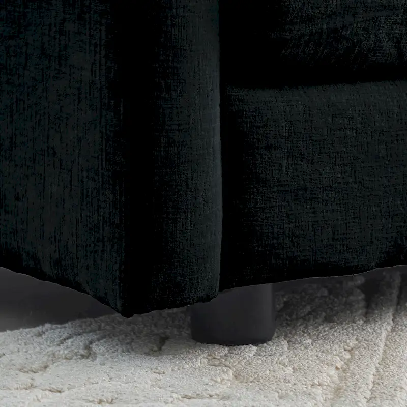Black 4-Piece Chenille Modular Sectional Sofa with Loveseat & Ottomans