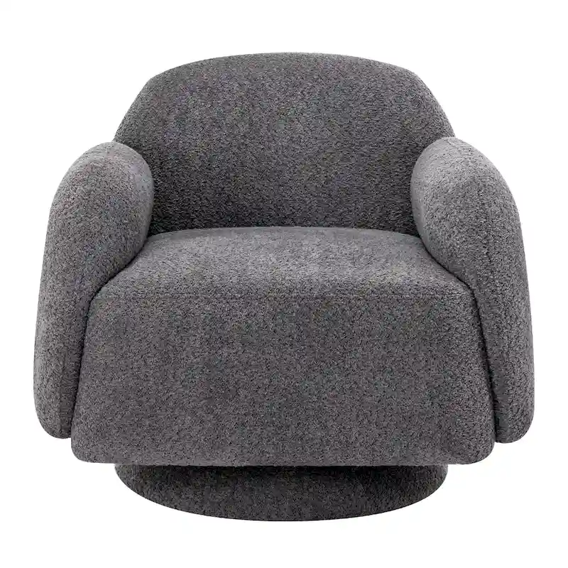Boucle Upholstered Swivel Accent Barrel Chair with Armrest, Set of 1