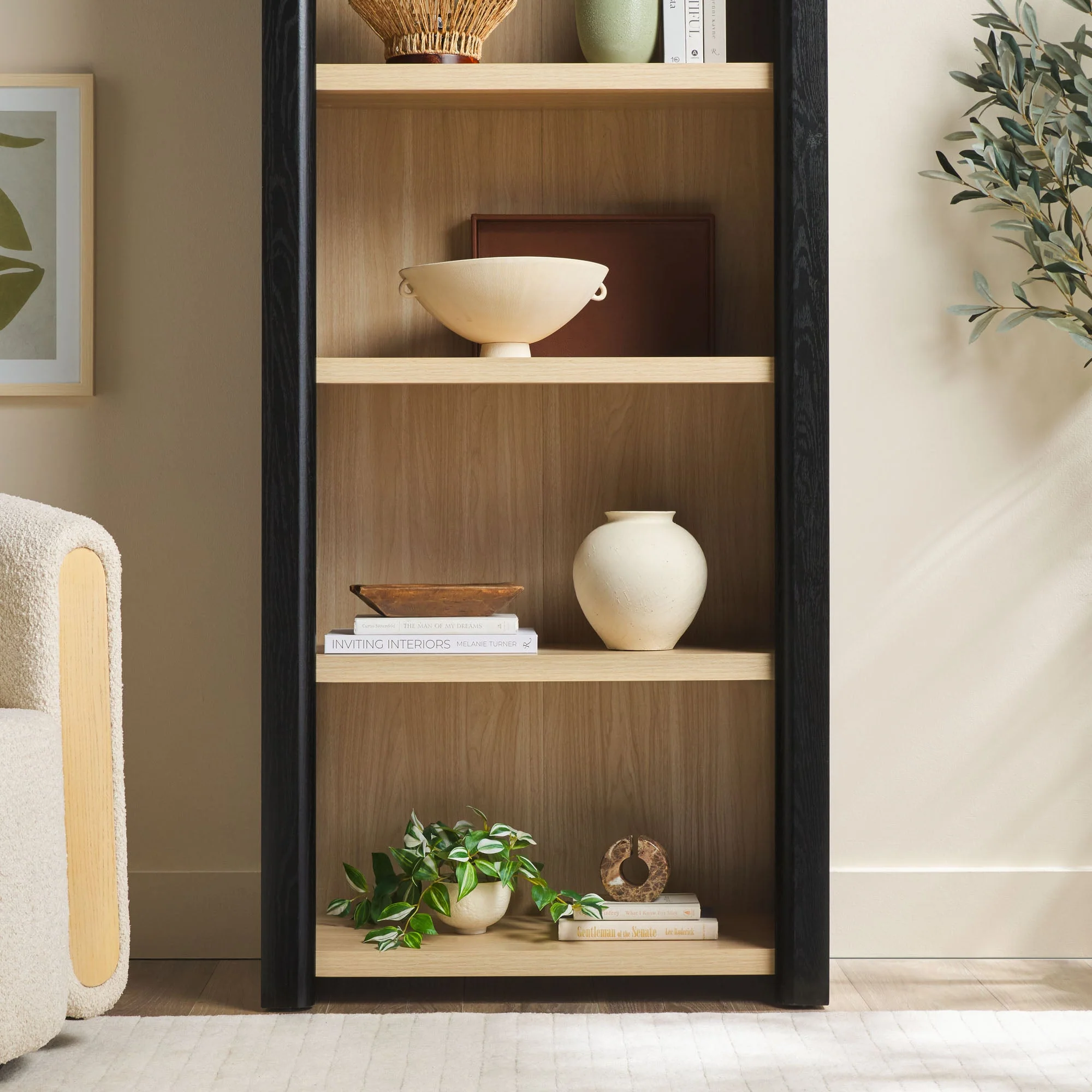 Amira Modern Wood Open Bookshelf