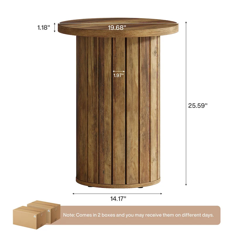 Round End Table with Pedestal Base, Small Couch Side Table