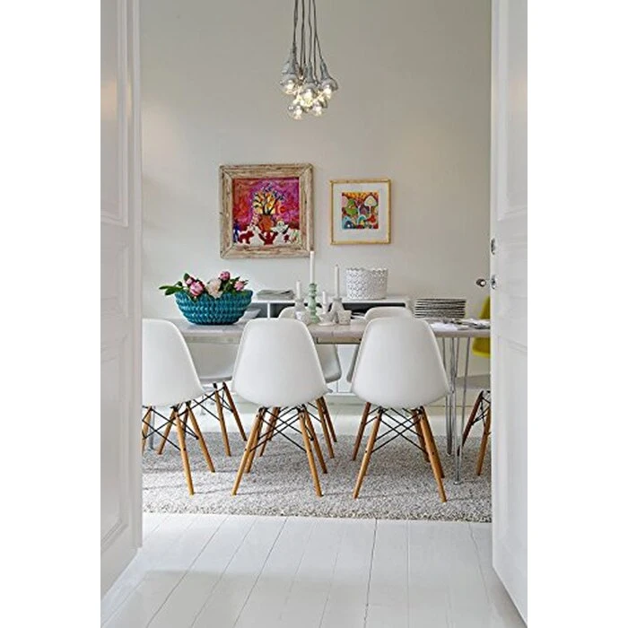 Designer Plastic Eiffel Chair Natural Wood Legs Retro Dining Armless With Back Desk Accent Living Room Side Dowel DSW