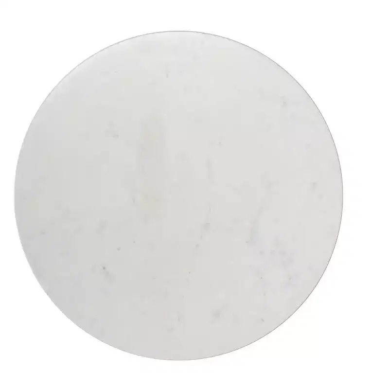 16 inch Wide Genuine Marble Top Modern Metal End Table in Black/White, Assembled