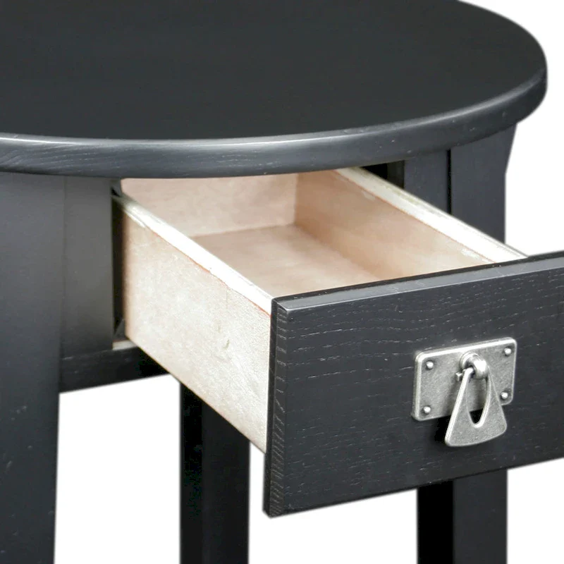 Mission Round End Table with Drawer