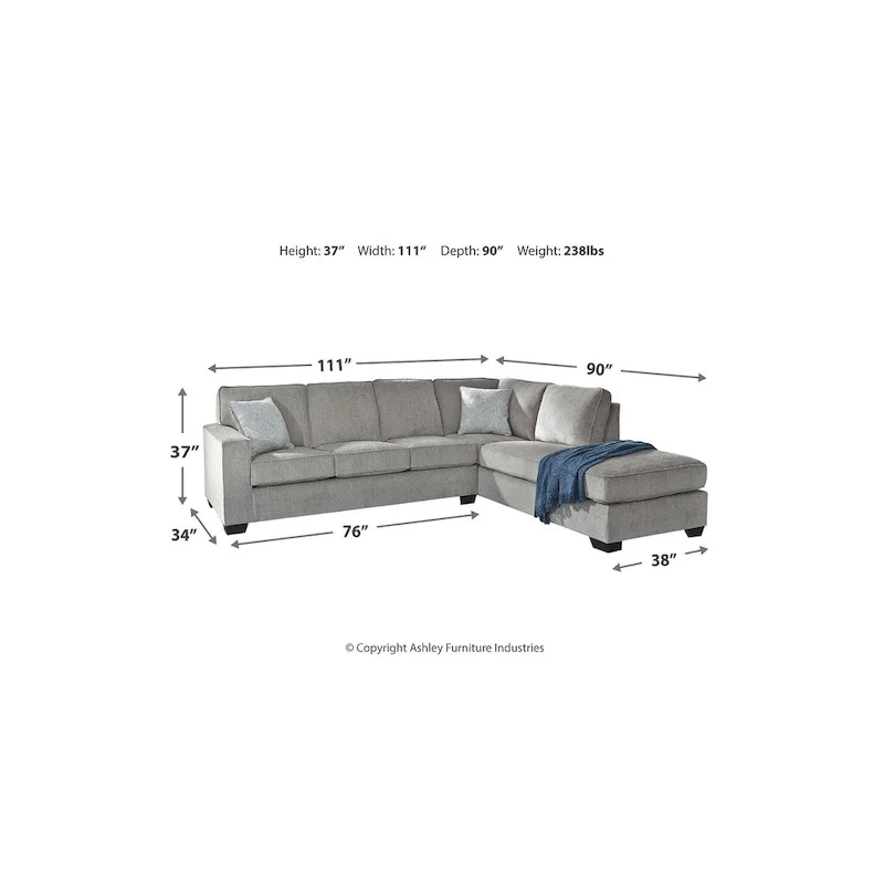 2-Piece Sleeper Sectional Sofa with Chaise - 110W x 90D x 37H