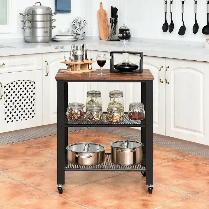 Industrial Serving Cart Kitchen Utility Cart