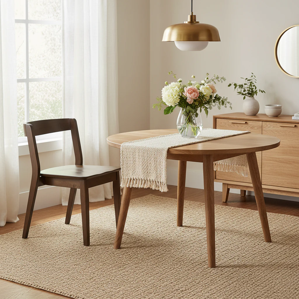 Set of 2   Dark Brown Solid Wood Chair with Curved Back