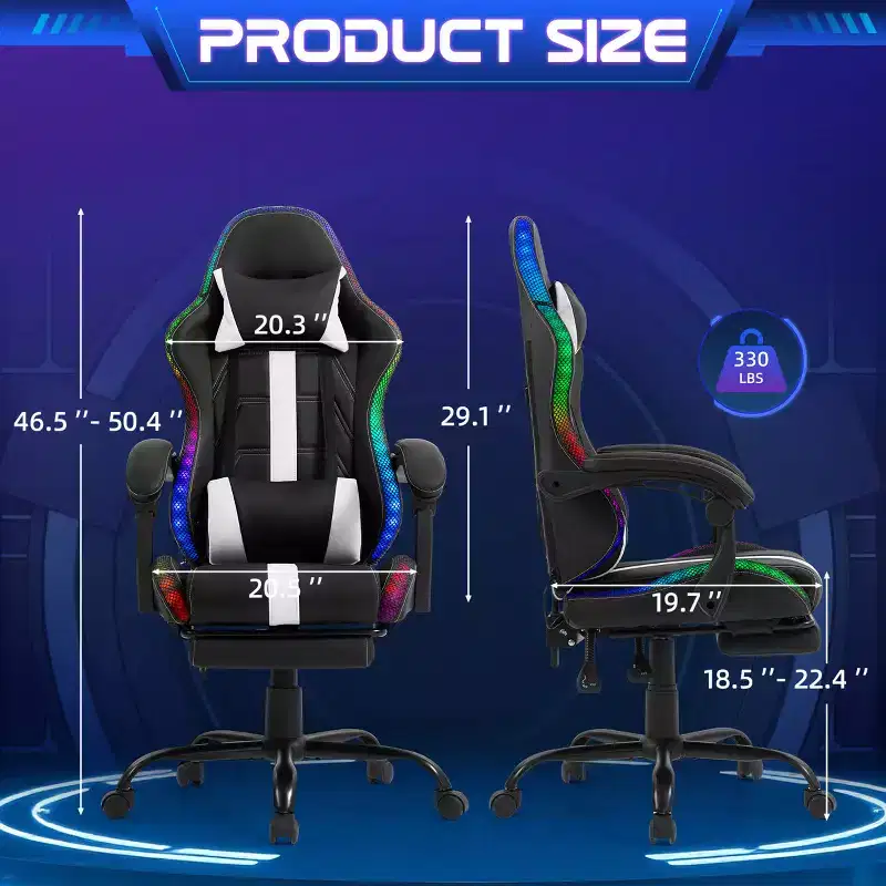 EROMMY Gaming Chair With Massager & Footrest