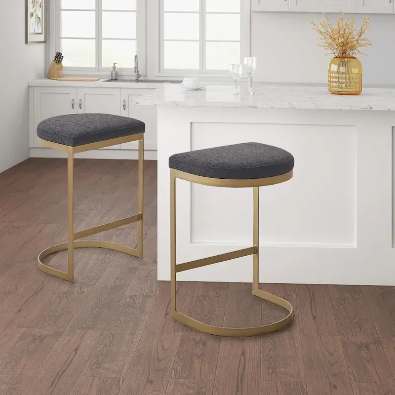 Madison Park Marc Charcoal/ Antique Gold Counter Stool