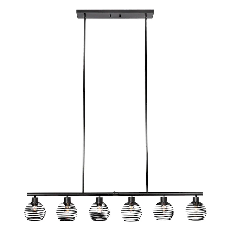 Modern 6-light Classic Black Kitchen Island Linear Pendant Lights - W49.21 *D5.51 *H8.66