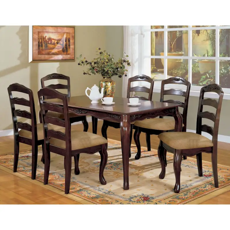 Transitional Dark Walnut Finish Set of 2pc Dining Chairs Solid wood Kitchen Dining Room Furniture Ladder back Side Chairs