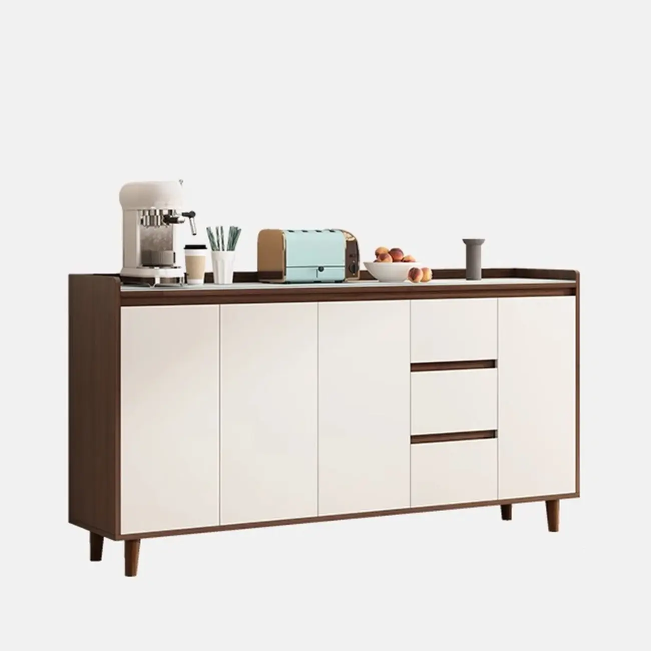 Modern Wood Sideboard with Glass Countertop