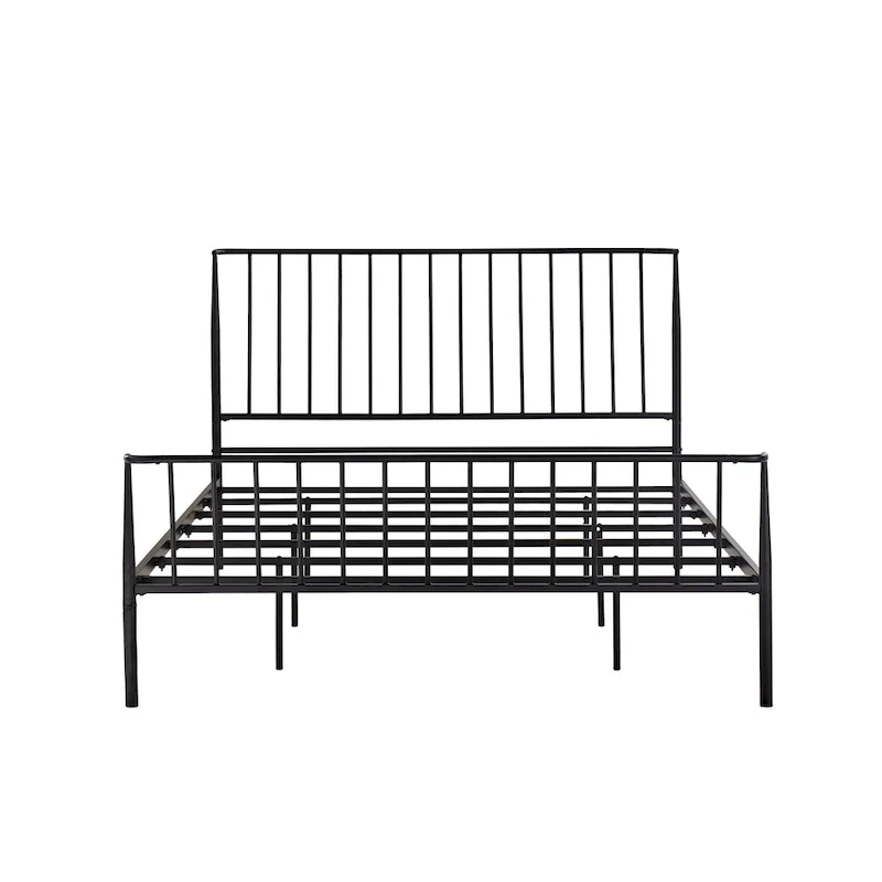 Matte Black Finish Metal Queen Bed