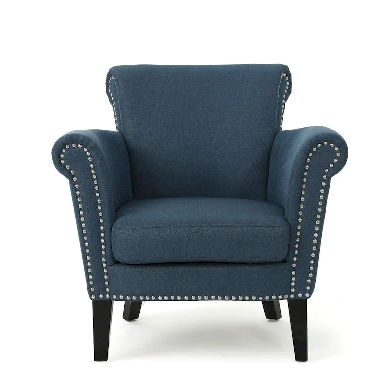 Navy Blue 31 Upholstered Club Chair with Nailheads