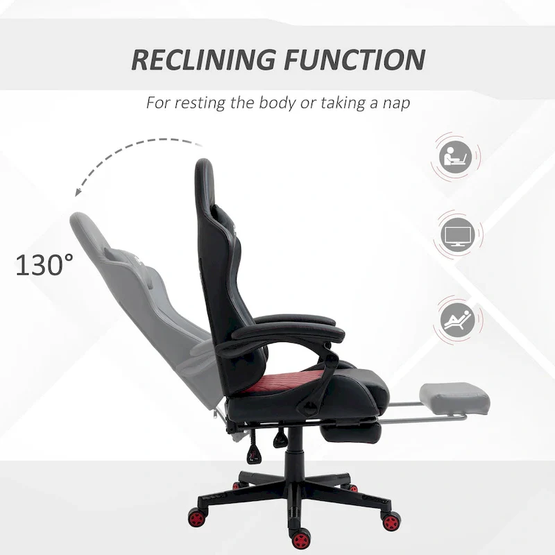 Vinsetto Gaming Chair Racing Style Office Ergonomic Chair Adjustable Height Swivel Recliner High Back PC Computer Desk Chair
