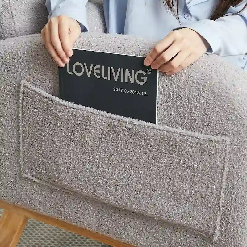 Modern Accent High Backrest Living Room Lounge Arm Rocking Chair, Two Side Pocket