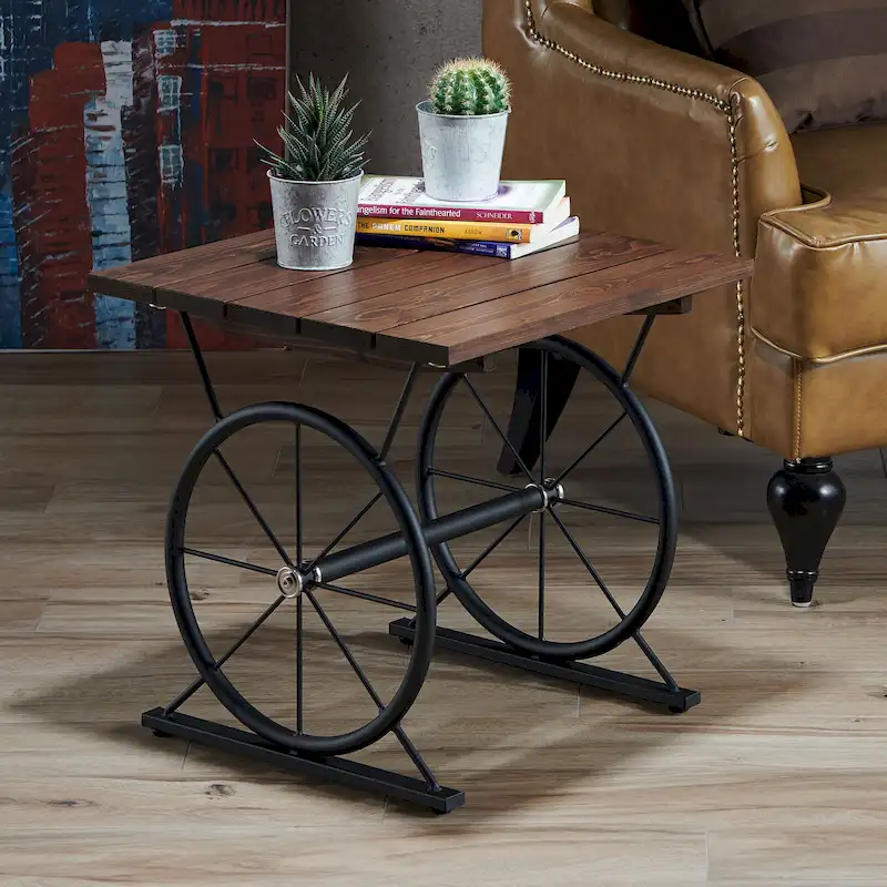 Dietrich Industrial 19-inch Metal Wheel Side Table by Carbon Loft