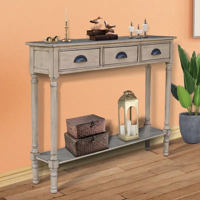 Wood 3-drawer Console Hallway Table