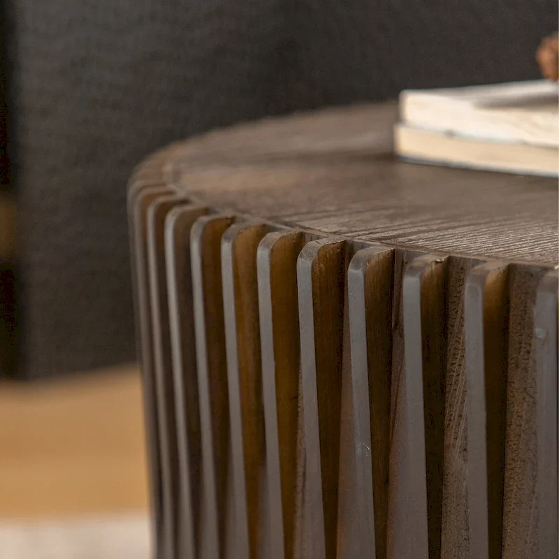 Nesting Coffee Table Set with Vertical Textured Embossed Design (Set of 2)