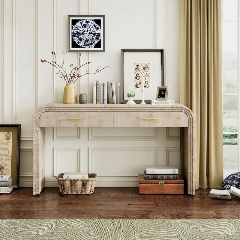 Nestfair Unique Retro Silhouette Console Table with Two Drawers