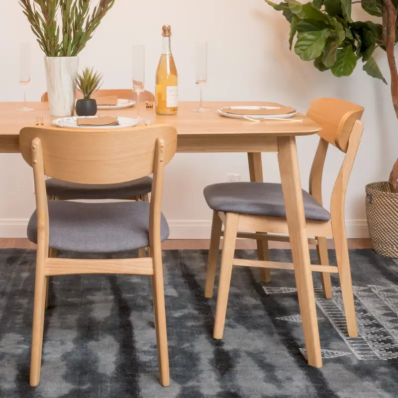Fabric-upholstered Wood Dining Chairs