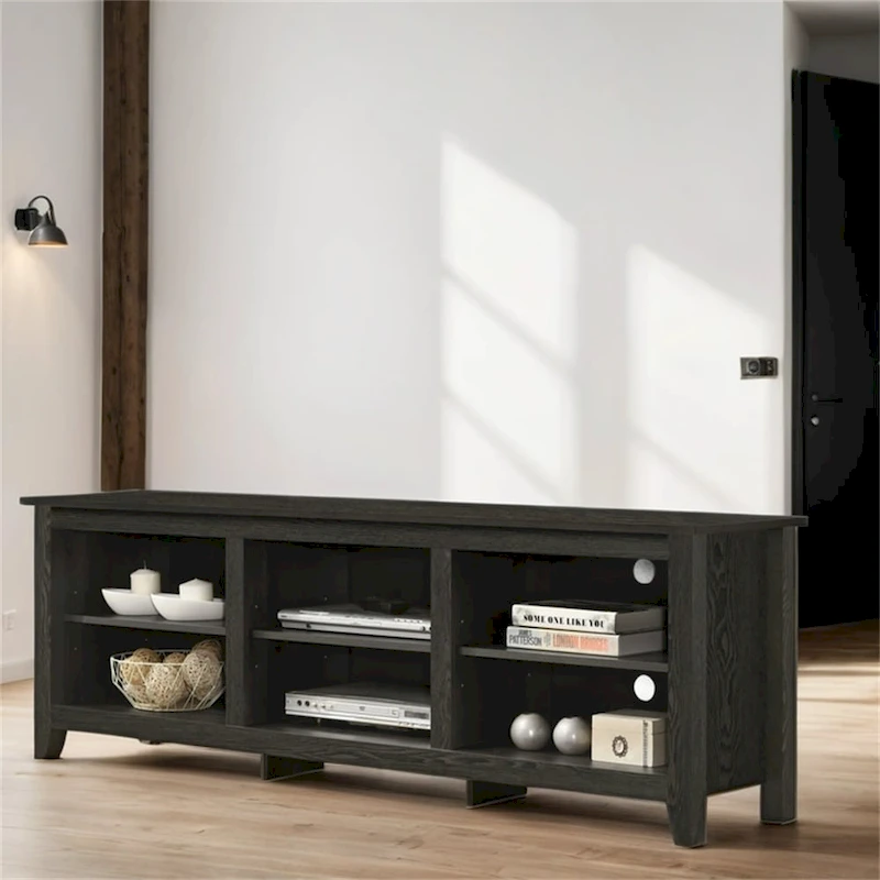 70 TV Stand with Open Shelves and Cable Management