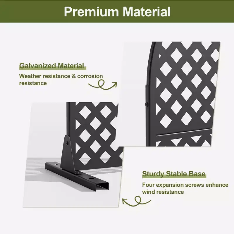 MAYEERTY Room Divider Screen Laurence Diamond Brown Arch Galvanized Sheet 72x35x16in 3-Piece Set