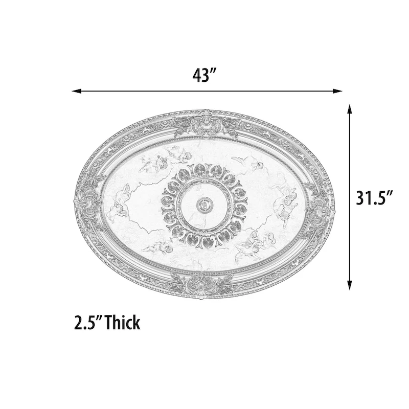 Golden Rocaille Oval Chandelier Ceiling Medallion