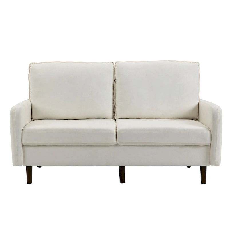2 Pices Velvet Loveseat Wood Legs Sofa