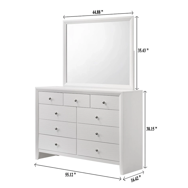Sim 5 Piece White Panel Bedroom Set