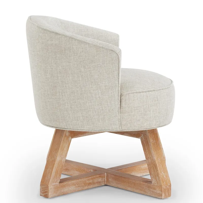 GDFStudio Swivel Accent Chair with Cross-shaped Wooden Base