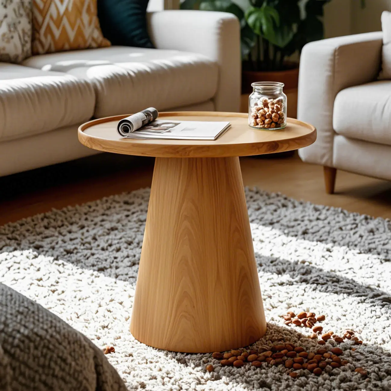 Dark Walnut Elegant Round Wood Coffee Table