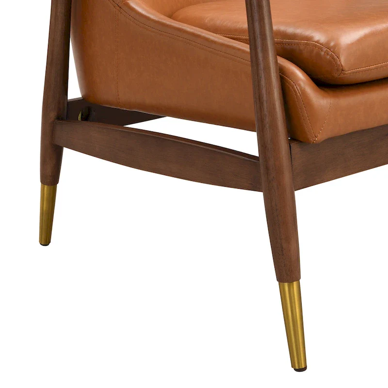 Brown 29.2 Faux Leather Lounge Chair with Tapered Legs