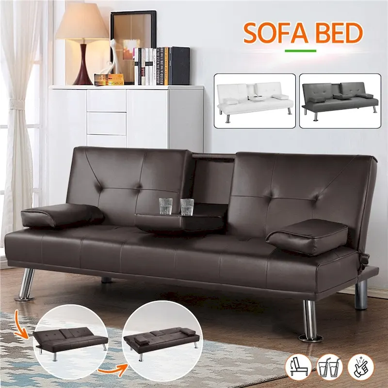 Yaheetech Modern Recliner Couch Faux Leather Futon Sofa Bed