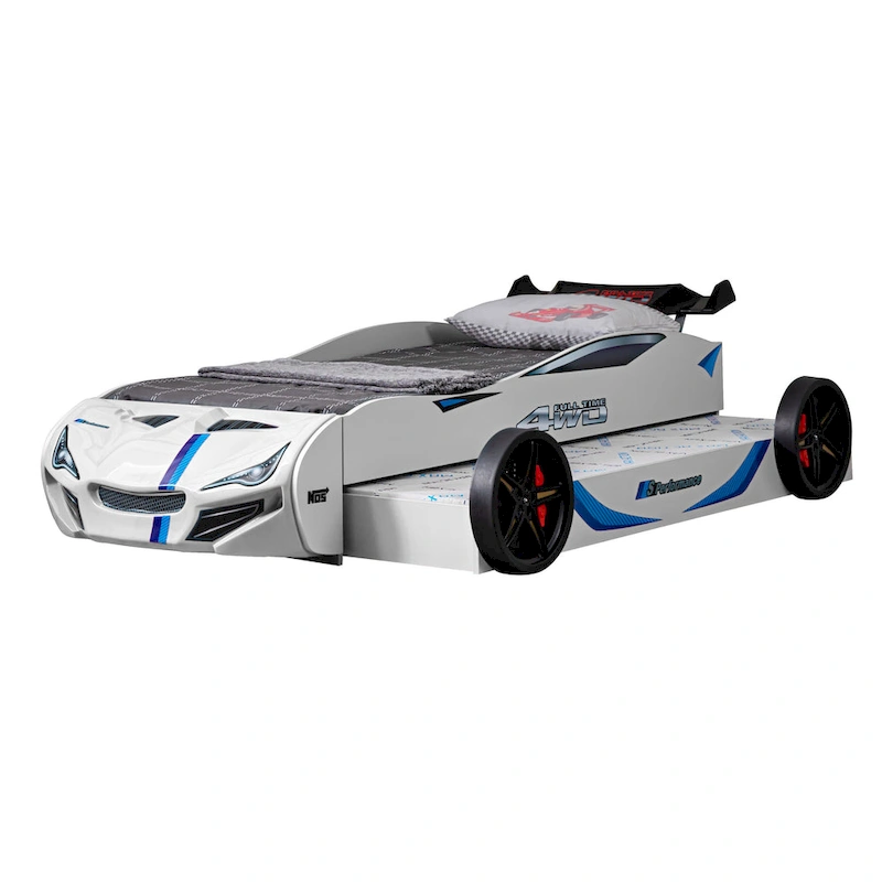 Furniture of America Laszlo Modern Race Car-Shaped Twin Bed with Trundle