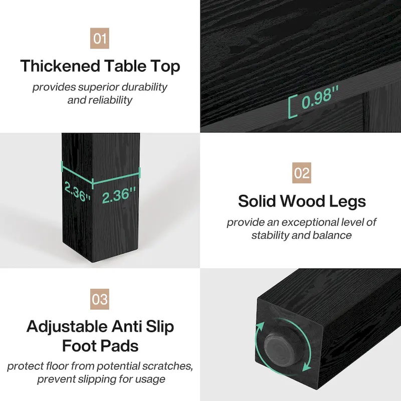 Country Rustic Square Dining Table with Solid Wood Legs - 39.4D x 39.4W x 30H