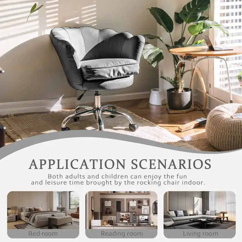 VANITII Accent Chair Swivel Vanity Chair Office Desk Chair With Wheels Modern Height Adjustable Pink/Grey/White