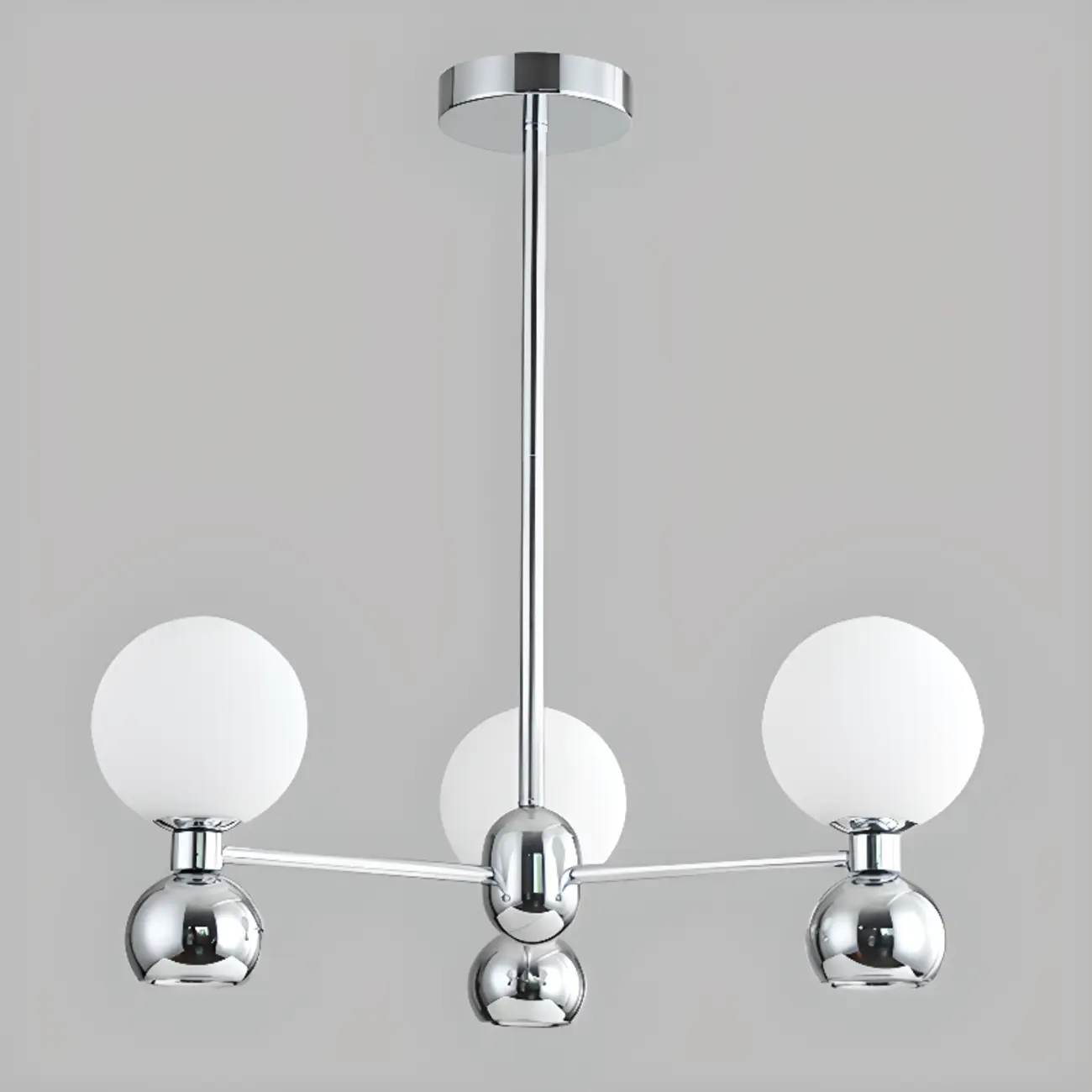 Modern Style White Globe Chandelier with Metal Frame